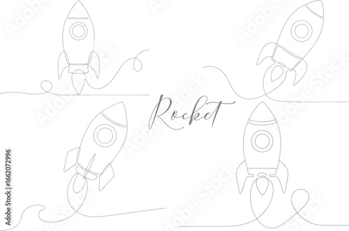 Rocket Launch Minimalist Business Icon Concept Continuous One Line Drawing Editable Stroke Style
