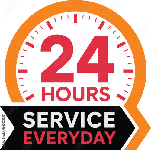 Twentyfour Hour Service Concept With Clock Icon And Modern Design
