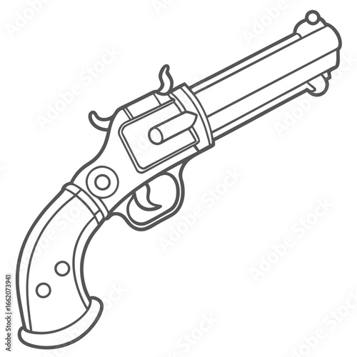 Old Vintage Revolver Pistol Illustration