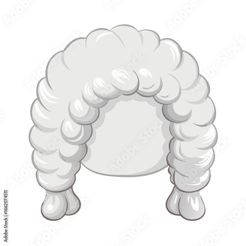 white curly barrister wig icon. illustration for law, justice, and courtroom use