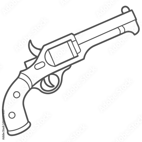 Old Vintage Revolver Pistol Illustration