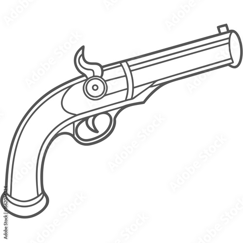 Old Vintage Revolver Pistol Illustration