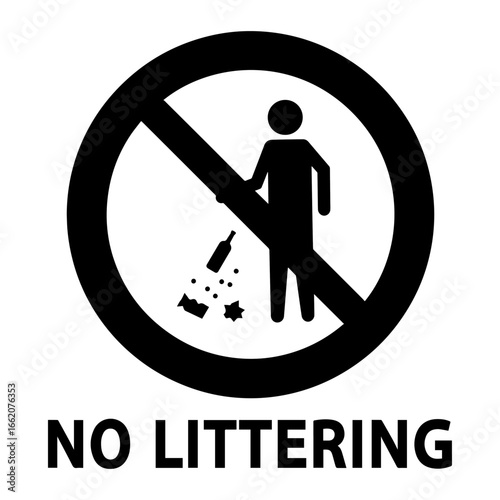 No littering sign vector image for environmental awareness and cleanliness campaign and public service announcement