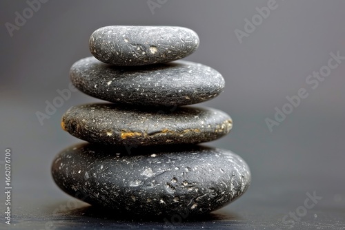 Zen Style Stacked Stone Artwork Featuring Four Smooth Pebbles for Peaceful Meditation