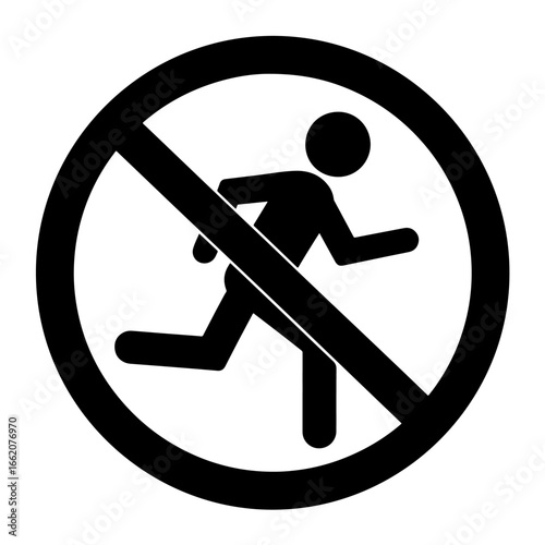 No running sign black and white vector illustration safety warning prohibition symbol graphic design image
