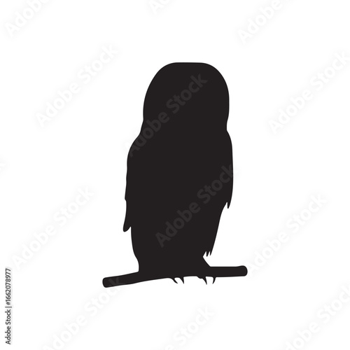 Great gray owl silhouette vector flat illustration design on white background