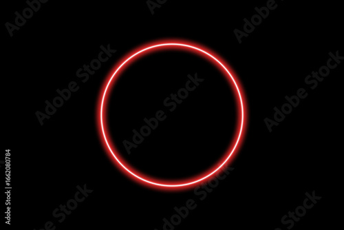 Abstract Red Neon Ring | Circular Glow Effect Isolated on Black