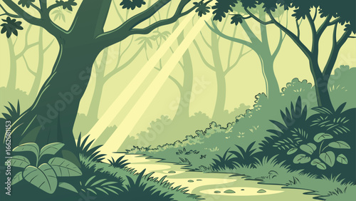 jungle-clearing-with-sun-rays-bright-mid-forest. 