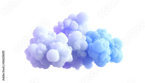 A fluffy, abstract cloud-like formation with a gradient of pastel blue and purple hues, creating a dreamy and ethereal atmosphere.