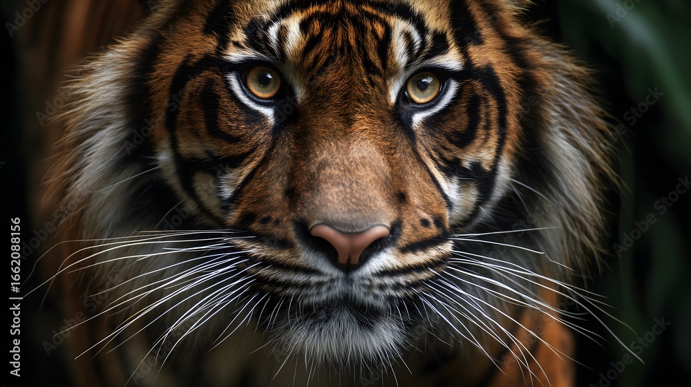 Obraz premium Close-Up Portrait of a Wild Tiger with Intense Eyes