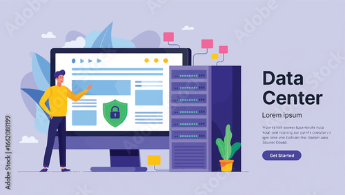 Secure Data Center Management and Cloud Computing Infrastructure Illustration