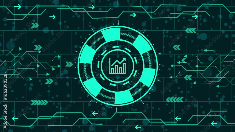 Futuristic Graph Icon graph icon animation.A futuristic interface concept featuring a glowing ...