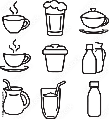 Beverage icons hot cold drinks coffee cup hot beverage
