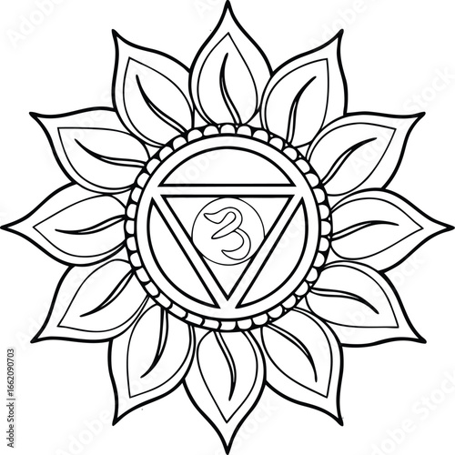 Sacral chakra icon detailed line art vector illustration spiritual energy design, Spiritual sacral chakra line art vector, Yoga sacral chakra icon illustration, Sacred detailed sacral chakra vector