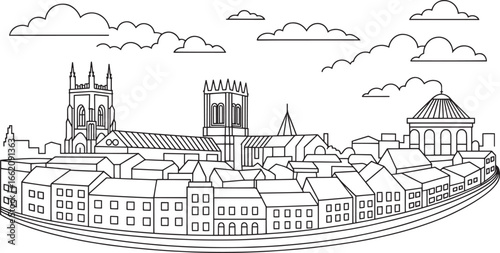 York Skyline Vector Illustration A Detailed Outline of the Cityscape with Iconic Landmarks