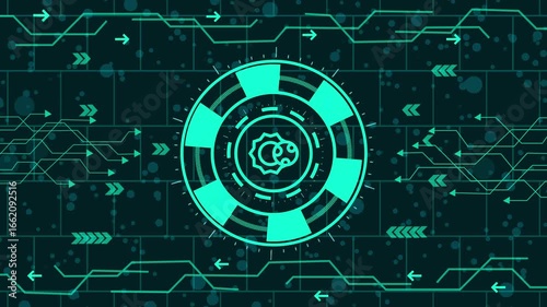 futuristic hud digital interface animation with glowing circular technology design, setting icon  animation on alfa background,