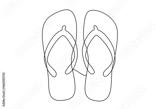 Continuous one line art a pair of flip flop vector illustration