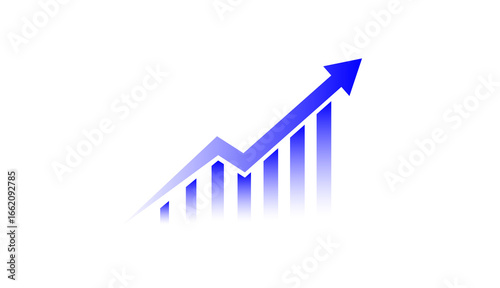 Business graph showing an upward arrow growth chowing upward illustration on transparent background.