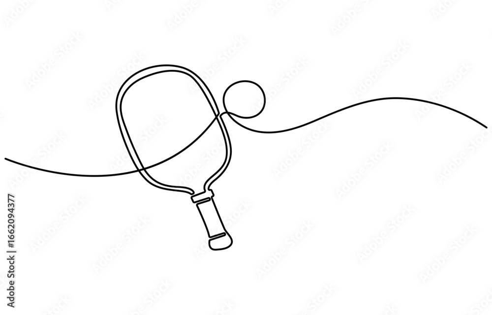 Obraz premium Continuous Line Drawing of Pickleball Icon. Hand Drawn Symbol Vector Illustration.