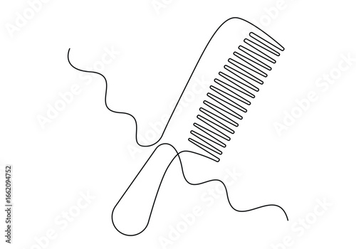 Continuous one line  drawing art  a comb