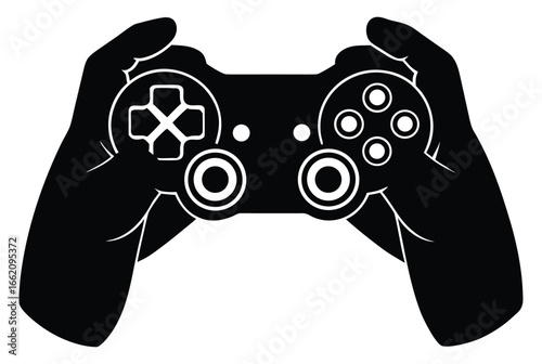 Hands holding a video game controller isolated on white background vector illustration