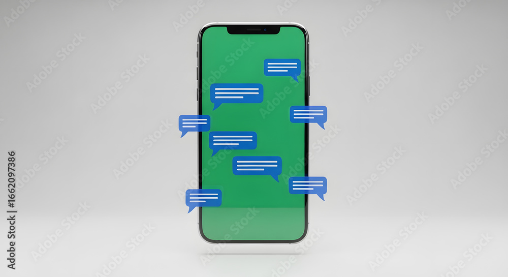 Smartphone with chat bubbles, isolated on white background Smartphone with chat bubbles, isolated on white background
