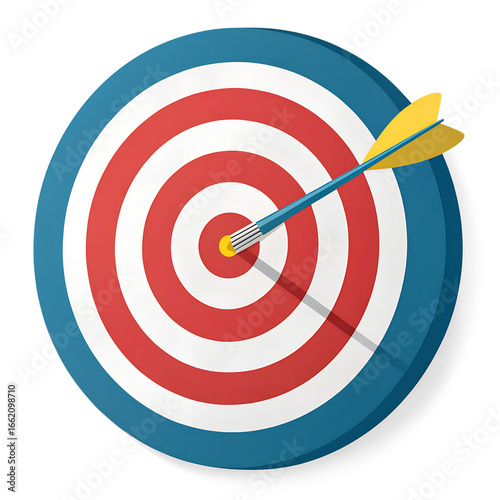 Arrow Hitting Bullseye on Target – Isolated Symbol of Accuracy, Success, and Goal Achievement,  Transparent Image