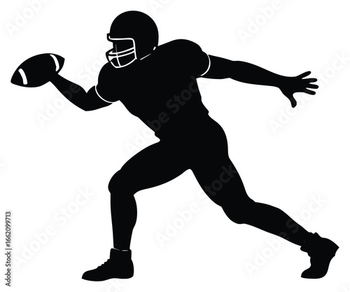 American football player in action silhouette running with the ball isolated