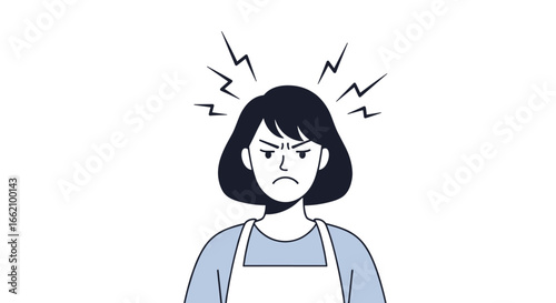 Frustrated person feeling angry and annoyed with lightning bolts above head