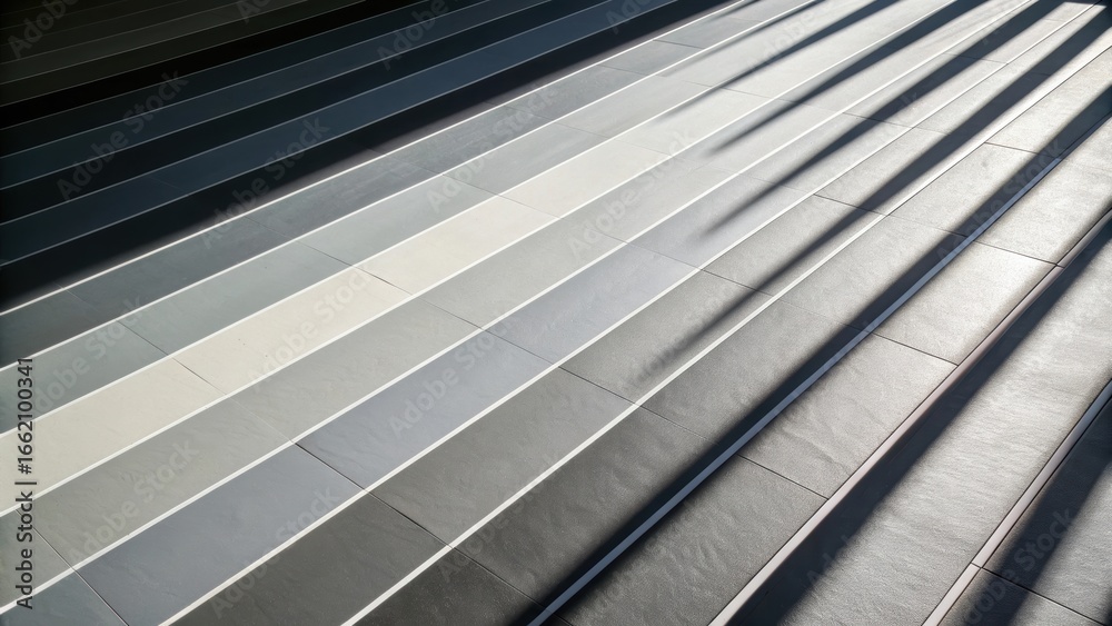 Obraz premium Abstract gray toned staircase with diagonal shadows modern architecture urban design and monochrome color palette creates striking visuals