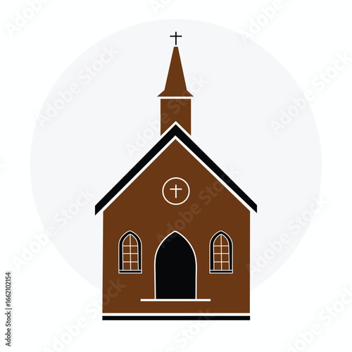 Vector church. Religious catholic prayer icon.