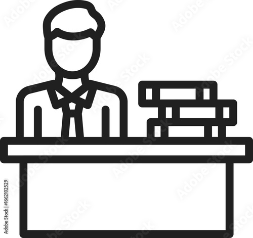 Person at desk with books office study