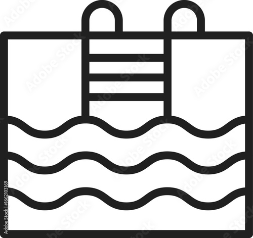 Swimming pool with ladder and waves water recreation