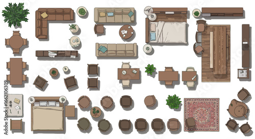 floor plan illustration showing furniture layout for interior design presentations aiding architects and homeowners in visualizing space planning and decor schemes.