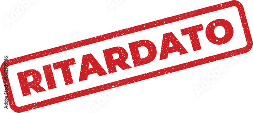 Red grunge rubber stamp with the word Ritardato for print or design usage