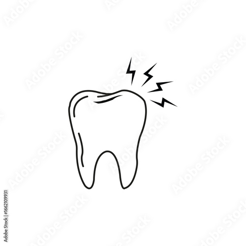  Tooth linear icon. Pain or dental problem symbol.