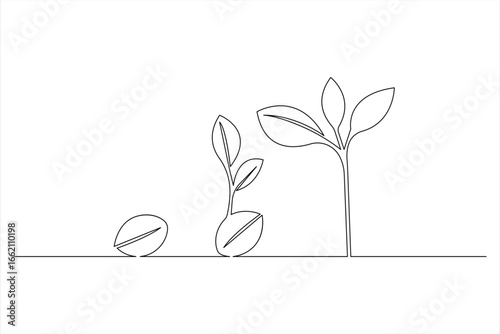Growth plant one line art