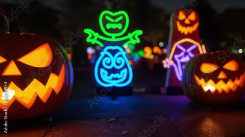 Halloween pumpkins glowing at night spooky halloween jack o lanterns halloween decorations scary season