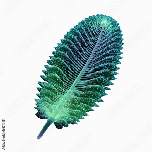 Abstract Wireframe Fern Leaf - Teal and Green
