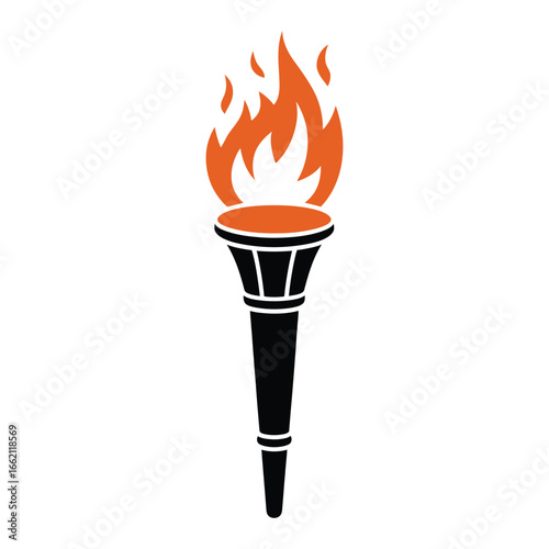 Olympus Torch Icon, vector illustration of a burning Fire.