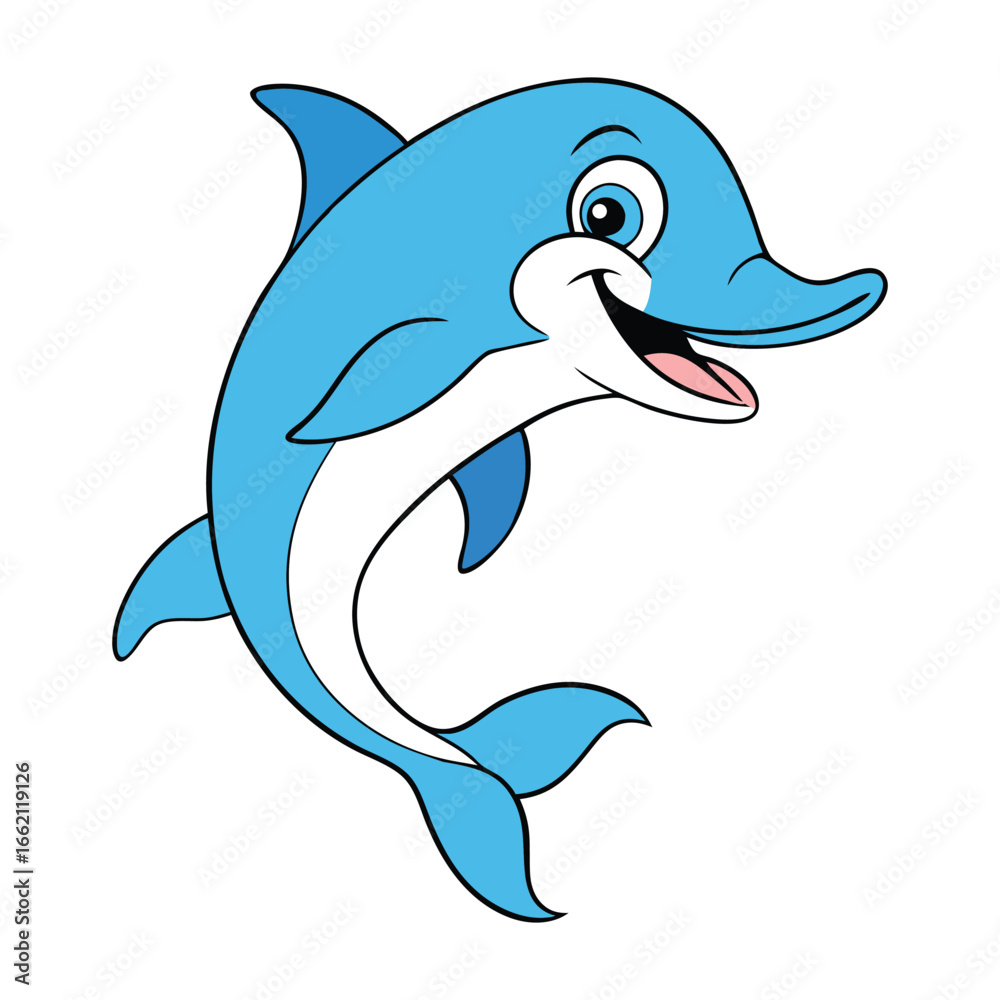 Fototapeta premium Playful dolphin full of energy, making splashes and leaps with joy. A funny dolphin spreading laughter, fun, and happiness in every wave of the ocean.