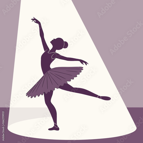 Silhouette of Graceful Ballerina Dancing in Elegant Pose