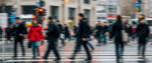 Wallpaper Mural People cross a city street at a crosswalk in blurred motion, while tall buildings, glowing lights, and vibrant urban energy highlight the modern metropolitan life. Torontodigital.ca