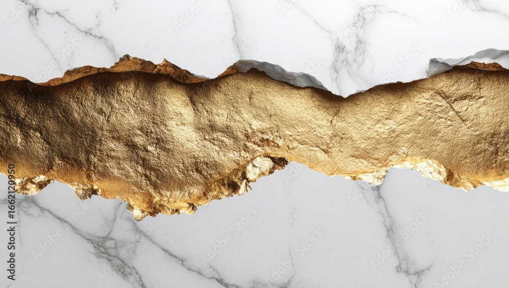 Naklejka premium Cracked white marble with gold inlay