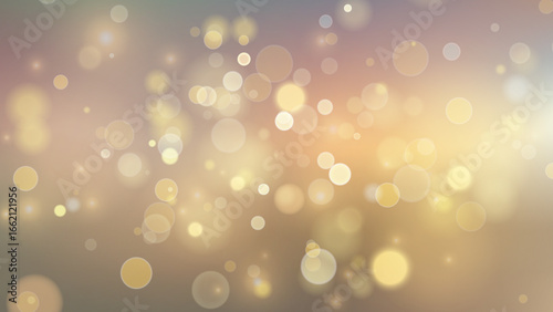 Golden dust light. Christmas glowing bokeh confetti and sparkle overlay texture for your design. Stock royalty free vector illustration. 