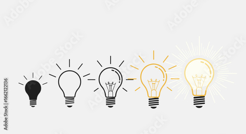 Visualizing the progression of innovation from a simple idea to a bright illumination of success