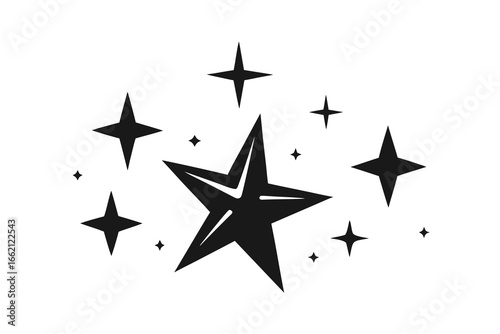 Shining starburst graphic design elements for branding, marketing, and celebratory events, perfect for conveying success and achieving goals, ideal for logos.