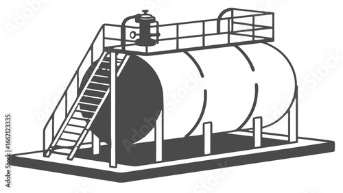 Clean Energy Storage Tank Infrastructure Icon Silhouette, Compressed air energy 