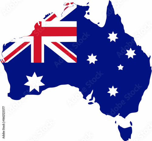 Australia Map with Flag Vecto...