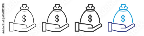 Money Bag Vectors Icon Set Illustration with Outline Style Variation